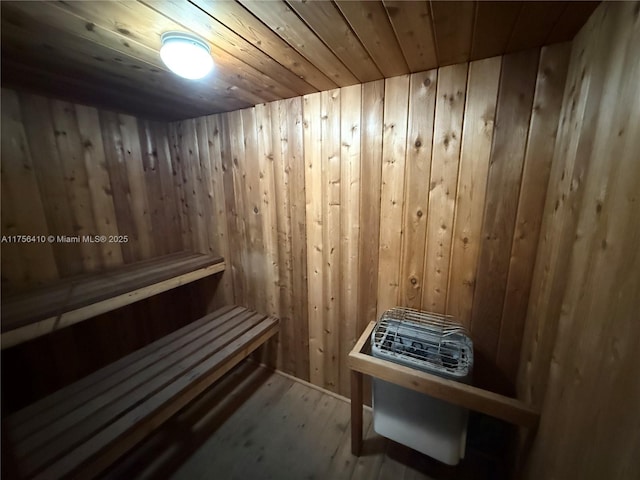 view of sauna / steam room featuring wood finished floors