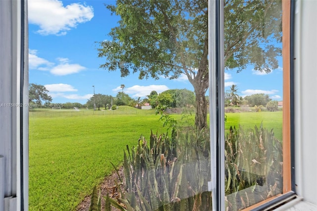 view of yard with a rural view