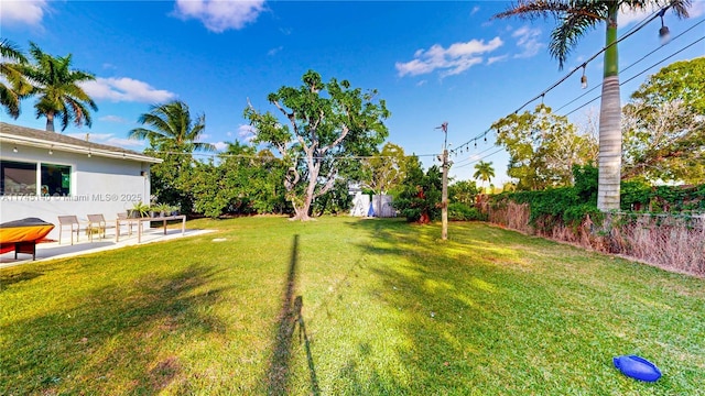 view of yard featuring a fenced backyard and a patio