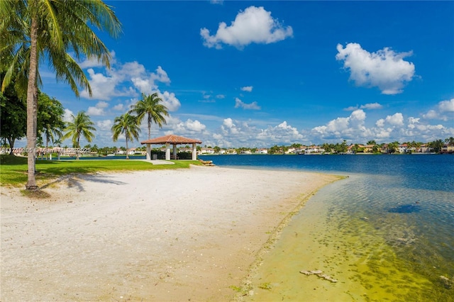 water view with a gazebo