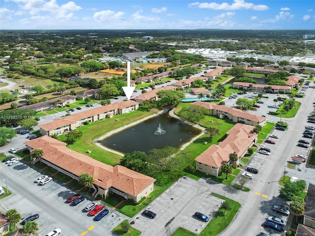 bird's eye view featuring a water view