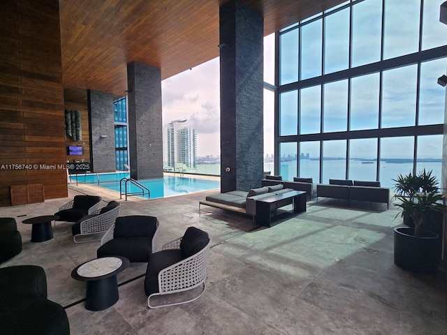1451 Brickell Ave Unit 1201, Miami, FL 33131 - indoor pool featuring outdoor lounge area and a patio area