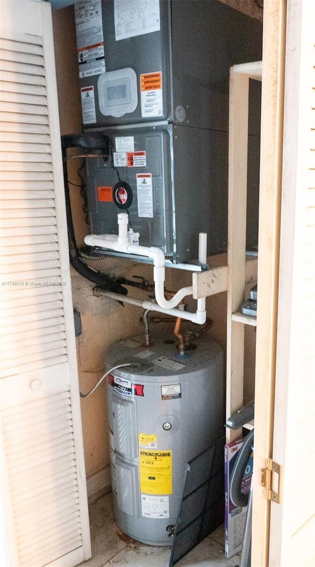 utility room featuring water heater