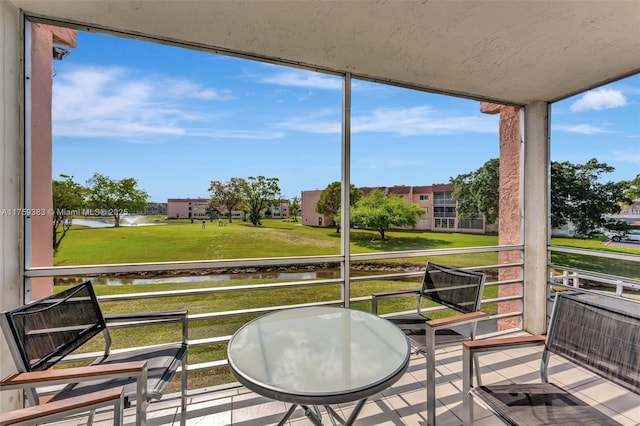 balcony with a water view