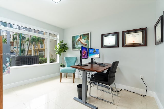 tiled office space with baseboards