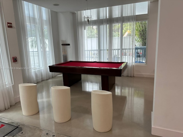 game room with billiards and baseboards