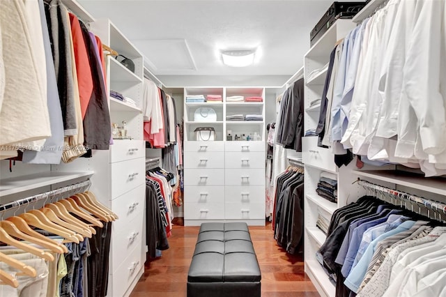 walk in closet featuring light wood-style flooring