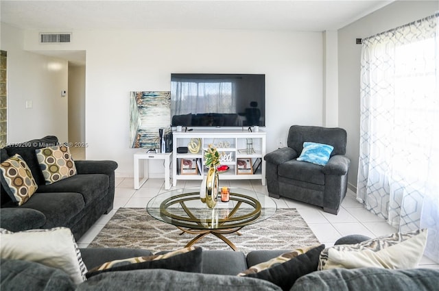 tiled living room with visible vents