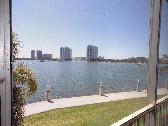 water view featuring a city view