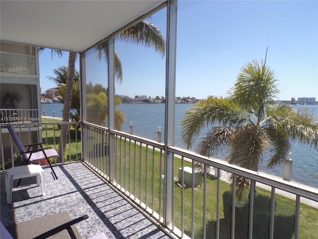 balcony with a water view