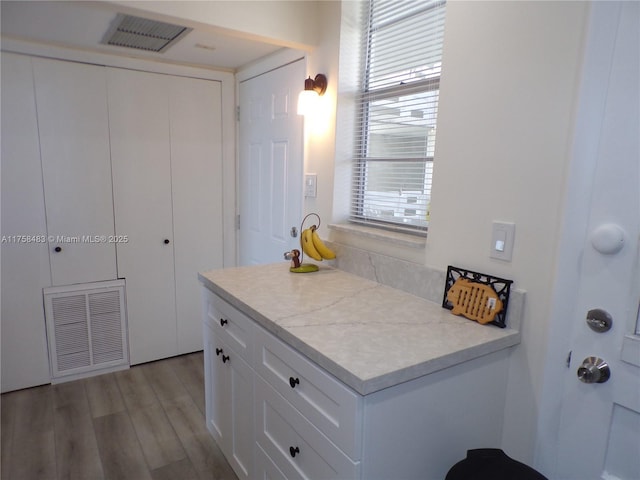 bathroom with visible vents and wood finished floors