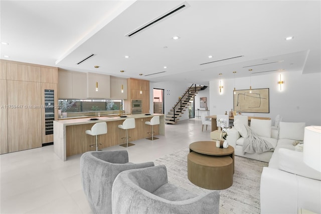 1823 NE 26th Ave, Fort Lauderdale, FL 33305 - living room with recessed lighting, stairs, and visible vents