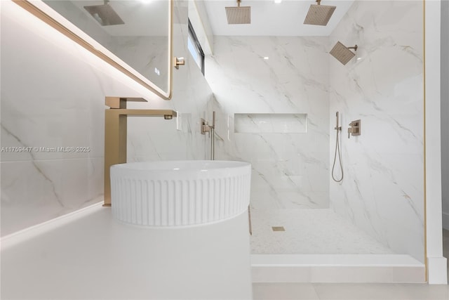 1823 NE 26th Ave, Fort Lauderdale, FL 33305 - full bathroom with a marble finish shower and visible vents