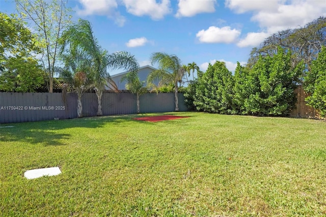 view of yard featuring a fenced backyard