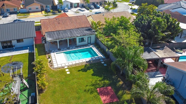 aerial view featuring a residential view