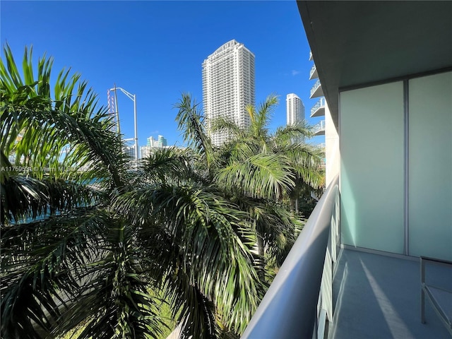 balcony featuring a city view