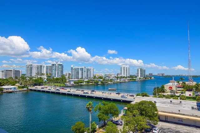 property view of water with a view of city