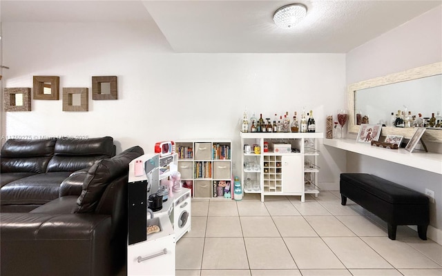 living room featuring tile patterned floors