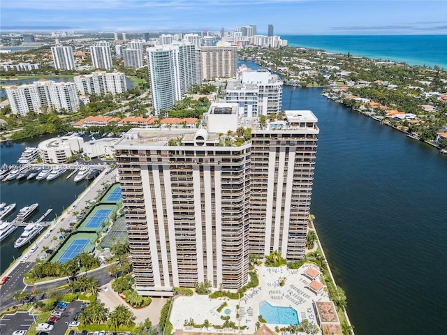 19667 Turnberry Way Unit 8K, Aventura, FL 33180 - aerial view featuring a water view and a city view
