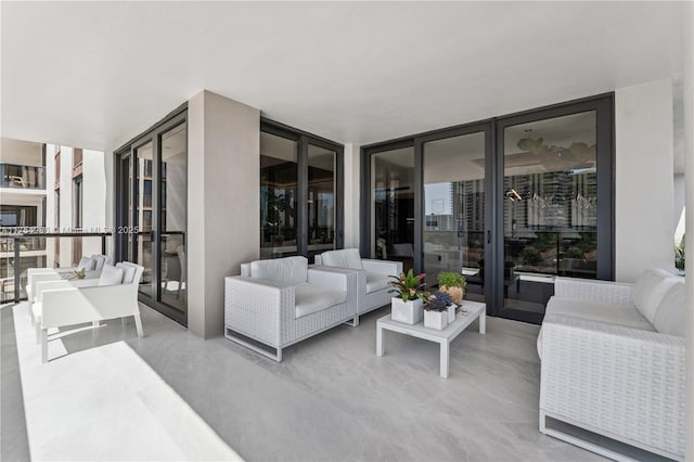 19667 Turnberry Way Unit 8K, Aventura, FL 33180 - living area with french doors and a wall of windows