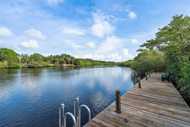 view of dock featuring a water view