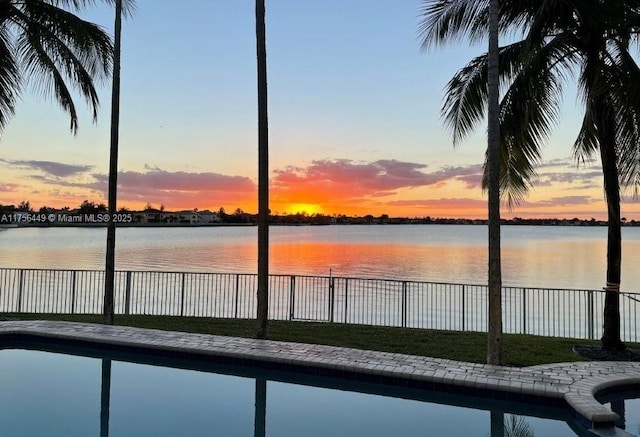 property view of water with fence