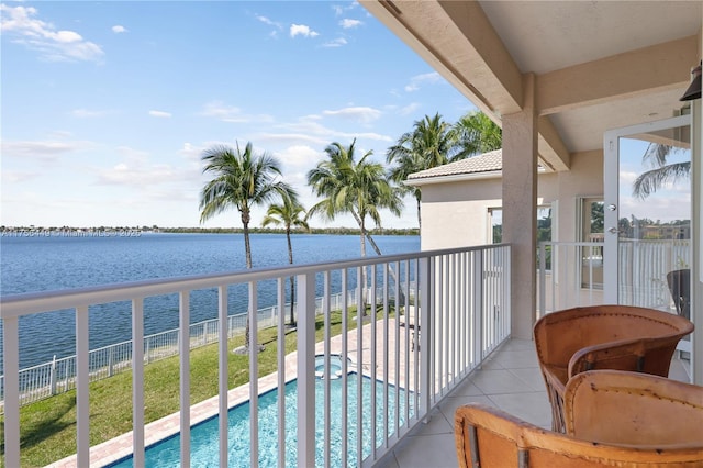 balcony with a water view