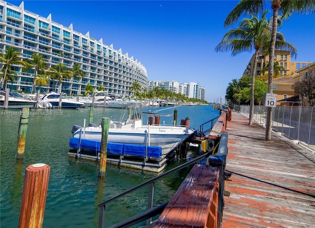 view of dock featuring a water view