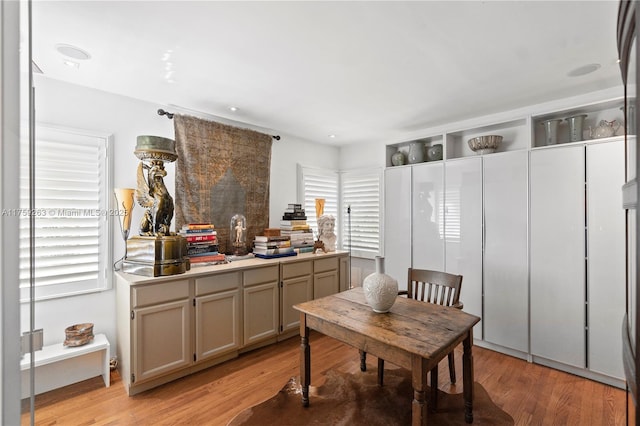 kitchen featuring light countertops and light wood-style flooring