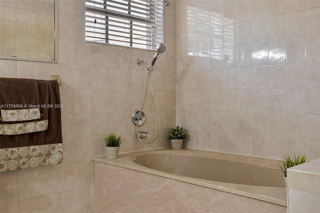 7801 SW 9th Ter, Miami, FL 33144 - bathroom featuring a tub with marble appearance and tiled shower