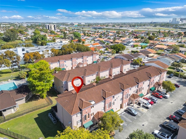 aerial view with a residential view