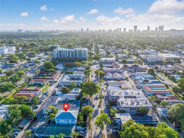 aerial view featuring a city view