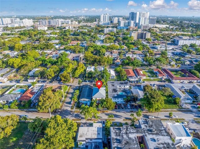 aerial view with a city view