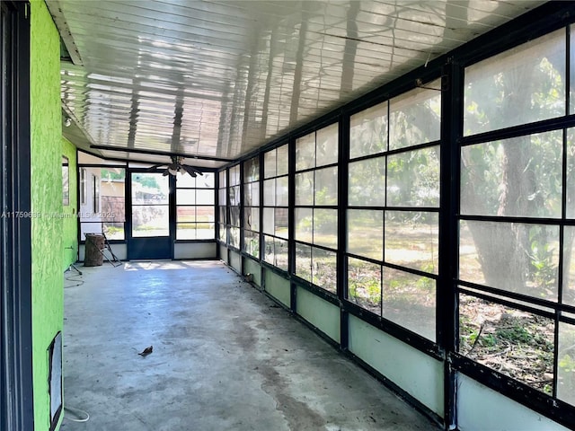 view of unfurnished sunroom