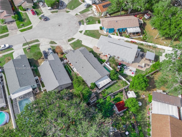 aerial view with a residential view