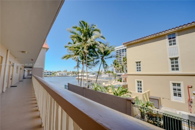 balcony with a water view