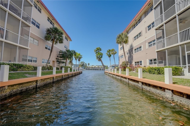 dock area with a water view