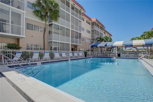 community pool with fence