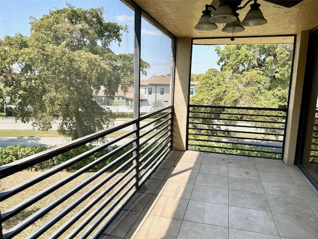 balcony with ceiling fan