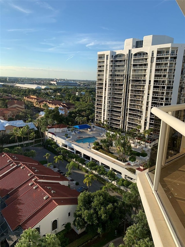 birds eye view of property featuring a view of city