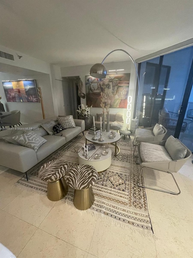 3610 Yacht Club Dr Unit 1510, Aventura, FL 33180 - living room featuring visible vents and a wall of windows