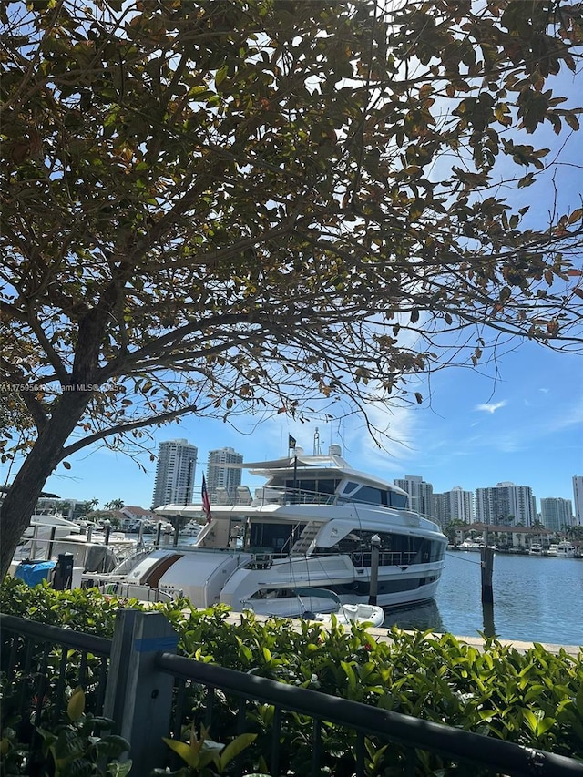 3610 Yacht Club Dr Unit 1510, Aventura, FL 33180 - exterior space with a view of city, a boat dock, and fence