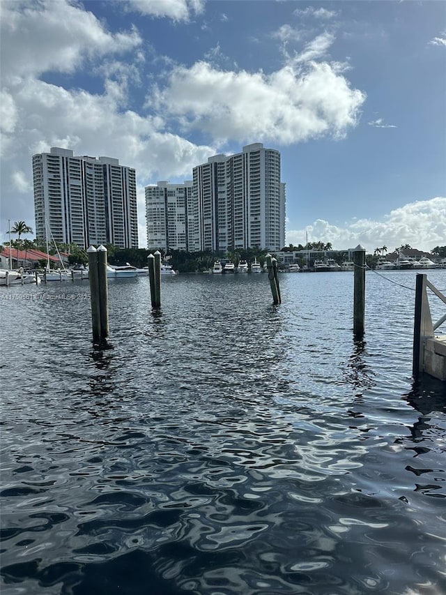 3610 Yacht Club Dr Unit 1510, Aventura, FL 33180 - water view featuring a dock and a city view
