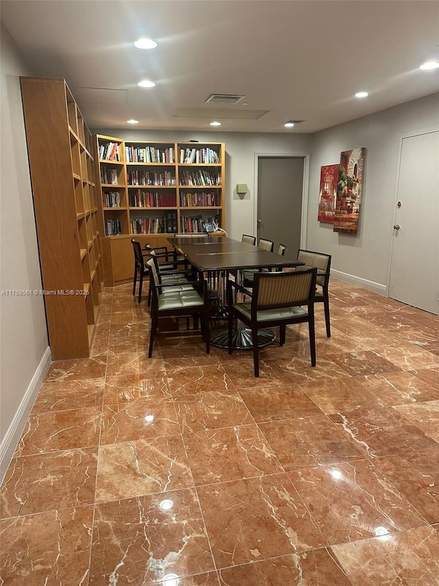 3610 Yacht Club Dr Unit 1510, Aventura, FL 33180 - dining space with baseboards, visible vents, and recessed lighting