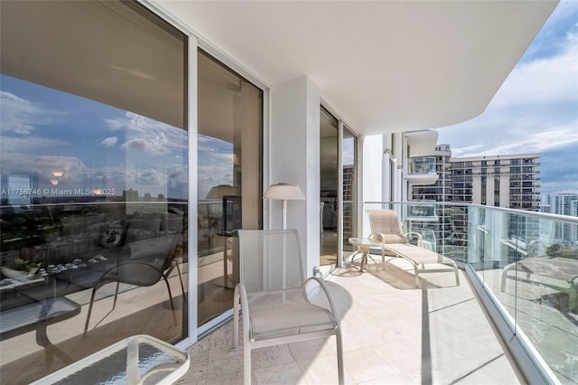 balcony with a view of city
