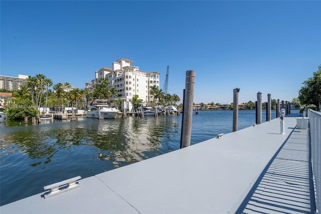 dock area featuring a water view