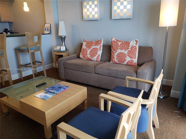 living area with baseboards