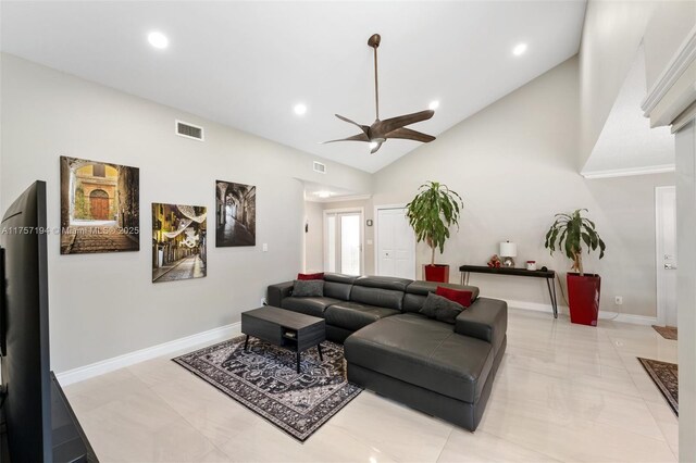 17 Boxwood Rd, Hollywood, FL 33021 - living area featuring recessed lighting, visible vents, baseboards, and a ceiling fan