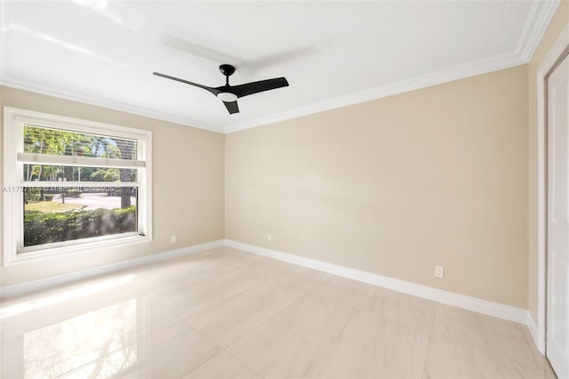 17 Boxwood Rd, Hollywood, FL 33021 - unfurnished room featuring baseboards, a ceiling fan, and crown molding