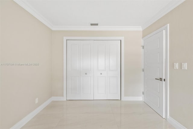 17 Boxwood Rd, Hollywood, FL 33021 - unfurnished bedroom with a closet, visible vents, baseboards, and ornamental molding